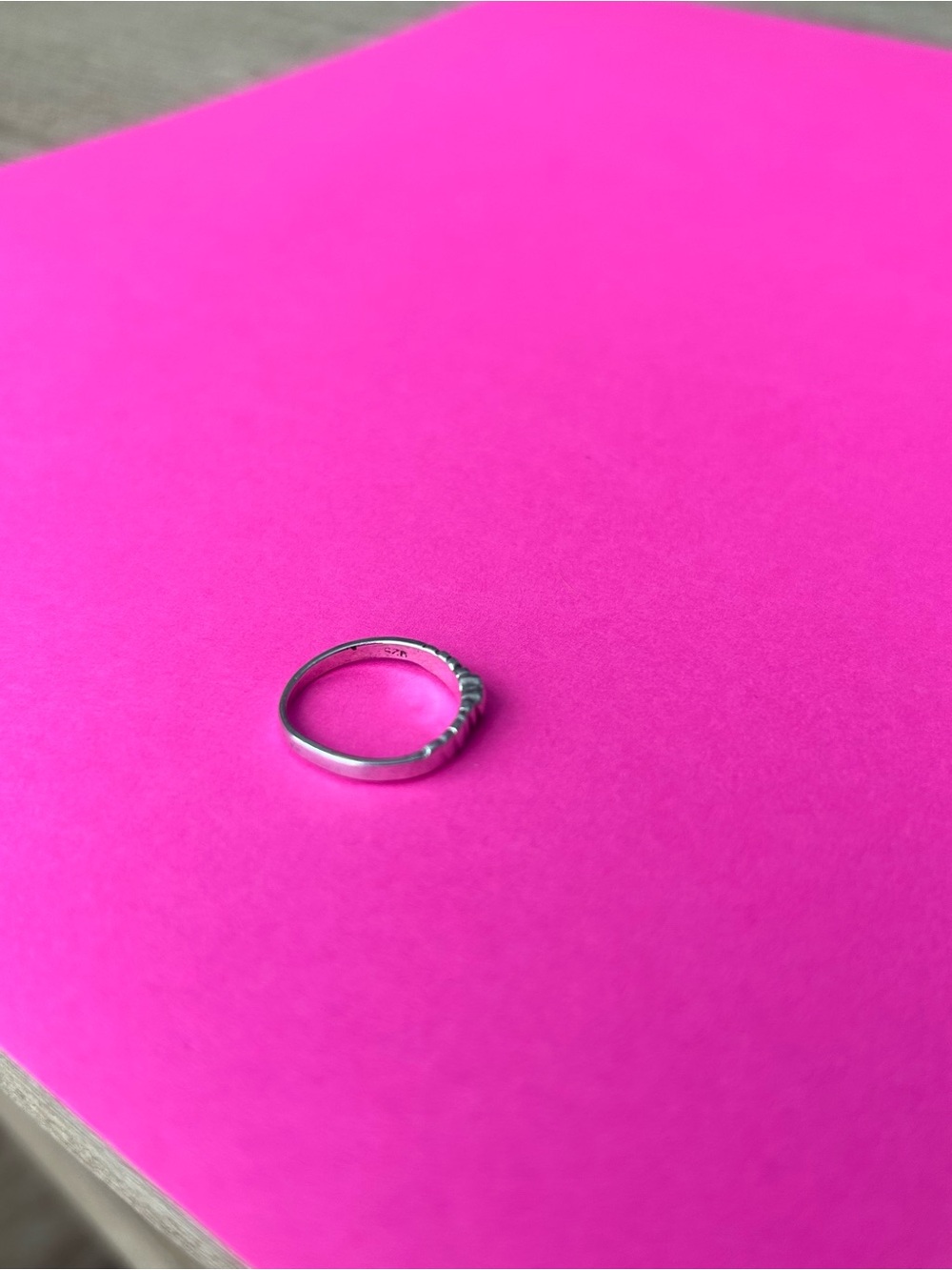 Delicate Sterling Silver Dainty Heart Ring Size 5.5 Tiny 925 Silver Stack Band - Picture 4 of 10